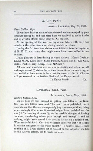 News Letters: Omicron Chapter, May 1883 (image)
